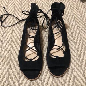 Wedge suede lace up sandals